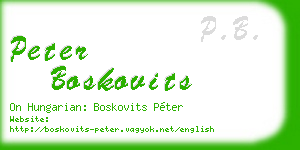 peter boskovits business card